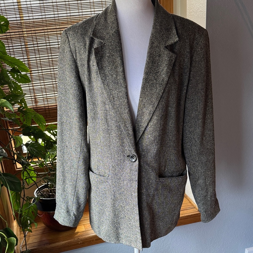 Coldwater Creek 100% Silk Tweed Blazer Jacket SZ 8 acadamia fall quiet luxury